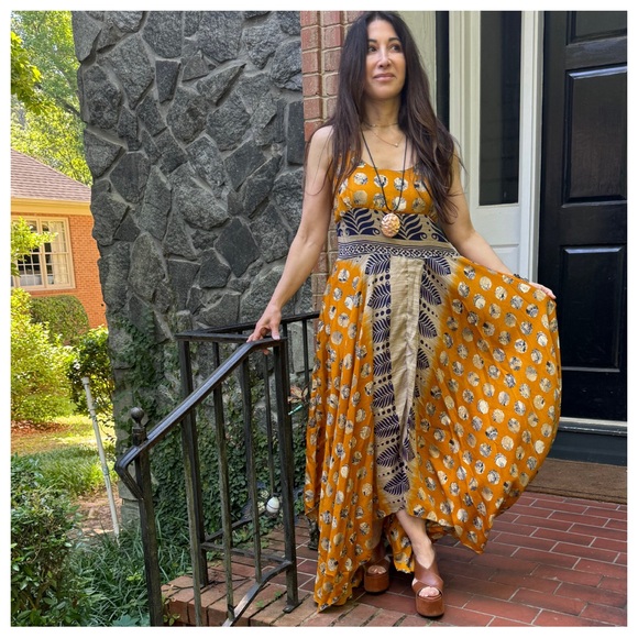 34 Beautiful Silk Blend One of a Kind Sleeveless Maxi Dress - Picture 3 of 8